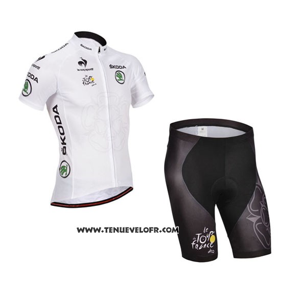 2014 Maillot Ciclismo Tour DE France Blanc Manches Courtes et Cuissard